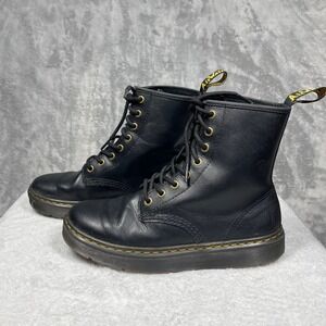 Dr. Martens Zavala 8-Eye Black Leather Boots Men's 6 / Women's 7 Combat‎ Lace-Up